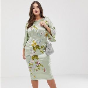 NEW ASOS Satin Embroidered Kimono Shift Dress (14)